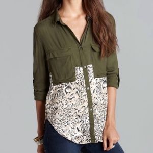 Free People Animal Print Button Down Shirt